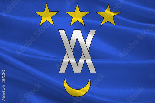 Εκτύπωση καμβά Flag of Le Vigan in Gard of Occitanie is a Region of France