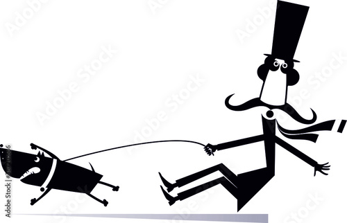 Fotografia Funny long mustache and disobedient dog illustration