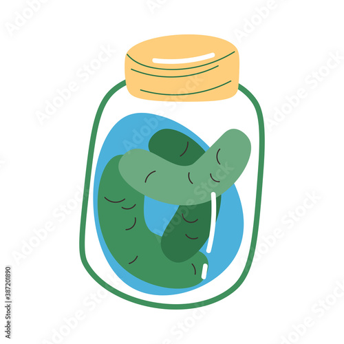 Products in jar containing probiotics for good microflora in stomach
