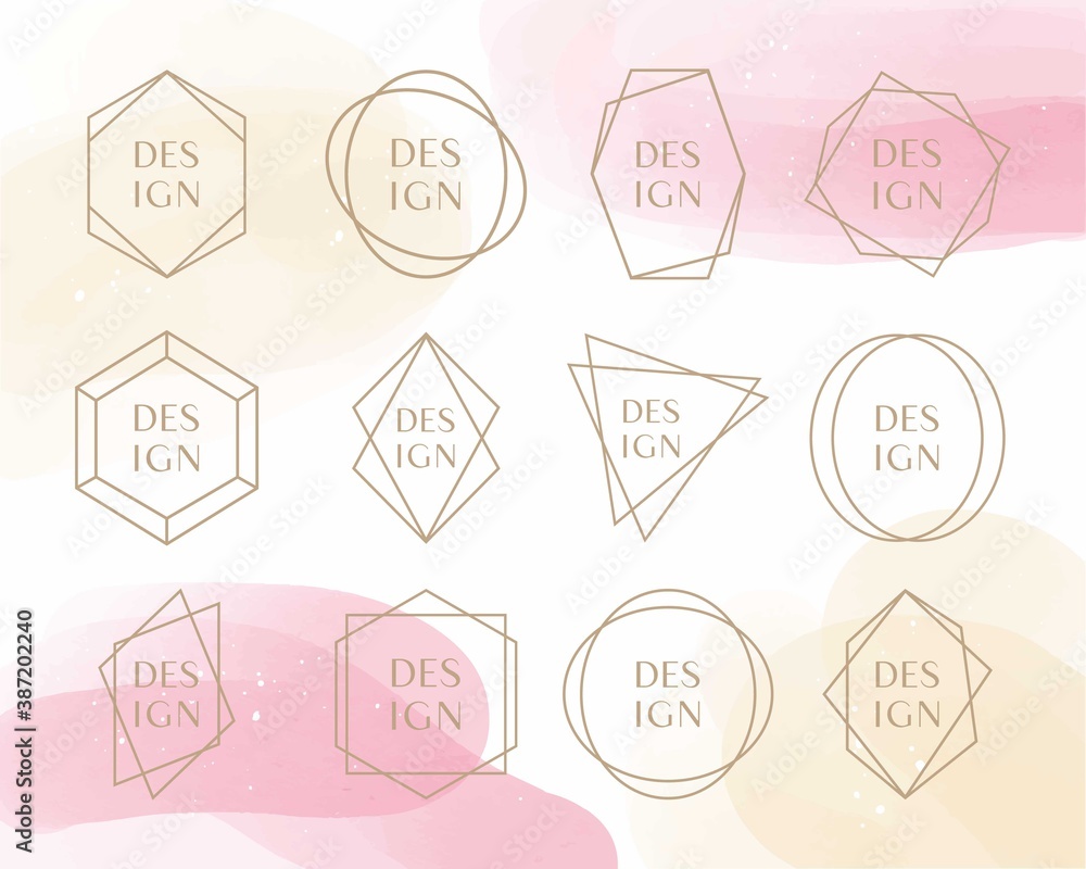 Abstract art background big vector art deco collection gold geometric polyhedron frames. Creative design luxury template for wedding invitation, fashion beauty salon presentation, design event, award Abstract art background big vector art deco collection gold geometric polyhedron frames. Creative design luxury template for wedding invitation, fashion beauty salon presentation, design event, award