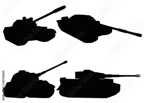 Tanks in a set. Military equipment.
