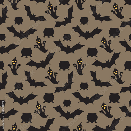 Happy halloween vector seamless pattern.