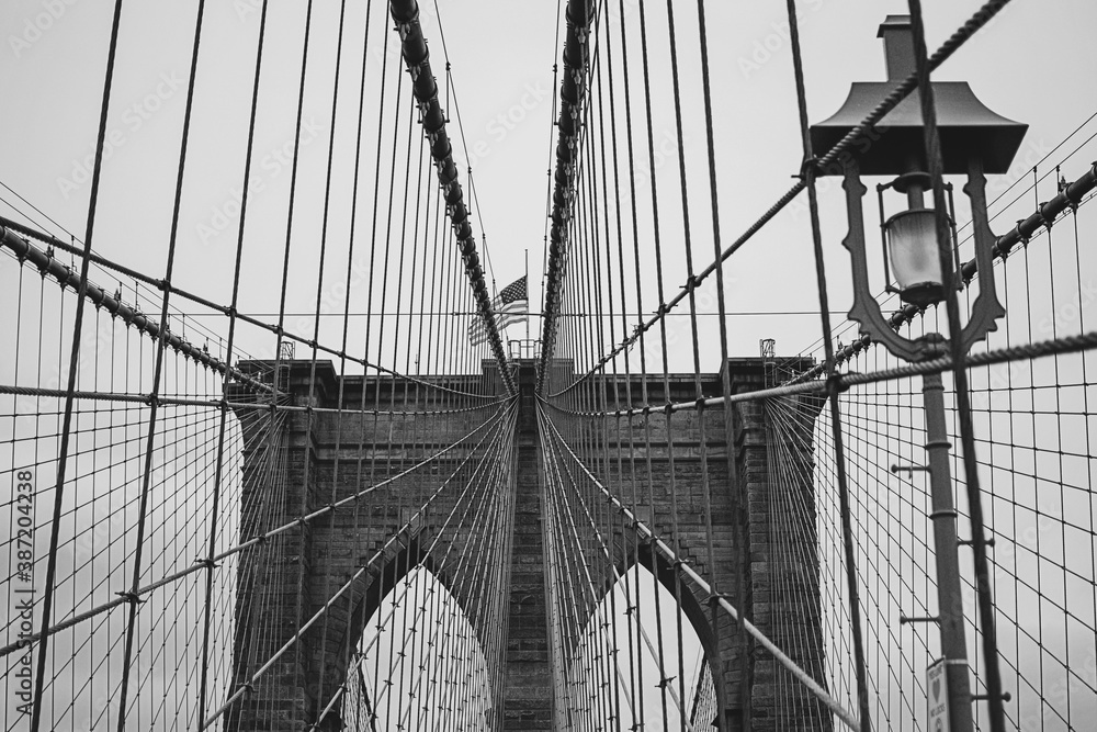 Fototapeta premium Brooklyn Bridge | NYC | Digital Image Print | Bridge | Black and White | Instant Download | City Photography | Wall Art Picture
