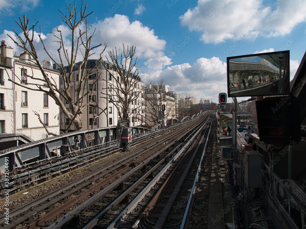 View of the subway tracks from Estalingrad station. Paris France.