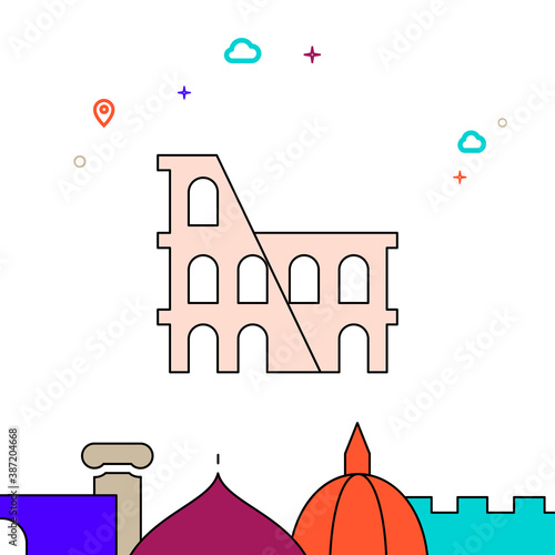Colosseum, Rome filled line icon, simple illustration