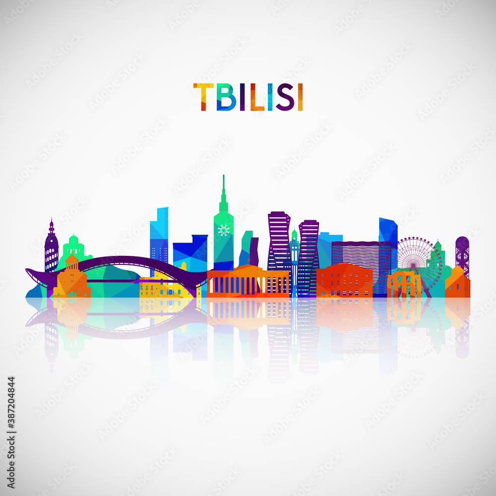 Tbilisi skyline silhouette in colorful geometric style. Symbol for your design. Vector illustration.