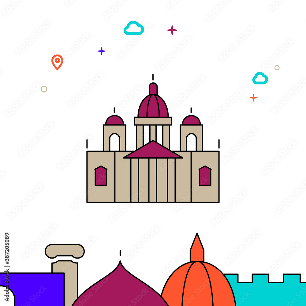 Saint Isaacs Cathedral, Saint Petersburg filled line icon, simple illustration