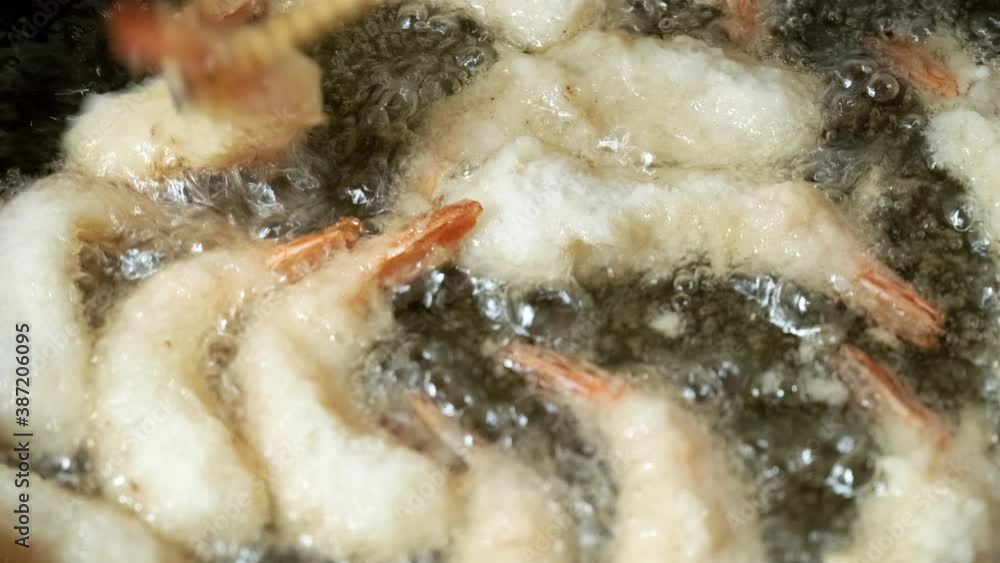 Cooking Fried Prawns or Fried Shrimps in Oil, Meal and Seafood Image, Nobody Cooking Fried Prawns or Fried Shrimps in Oil, Meal and Seafood Image, Nobody