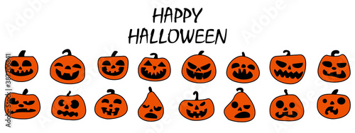 Pumpkins set. Colored pumpkin Halloween set.