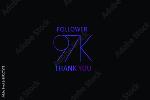 97K, 97.000 Followers Luxury Black Purple Thank you anniversary, minimalist logo, jubilee on black background for Social Media - Vector