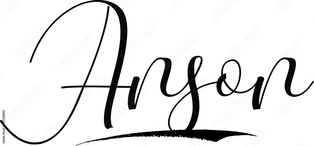 Anson -Male Name Cursive Calligraphy on White Background Anson -Male Name Cursive Calligraphy on White Background