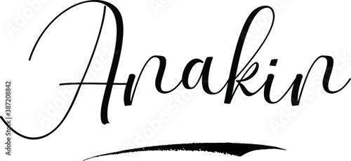 Obraz na plátně Anakin -Male Name Cursive Calligraphy on White Background
