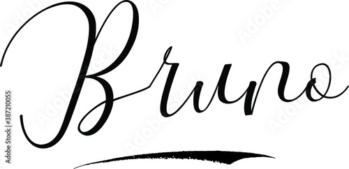 Foto Bruno -Male Name Cursive Calligraphy on White Background