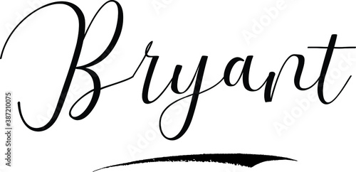 Bryant -Male Name Cursive Calligraphy on White Background