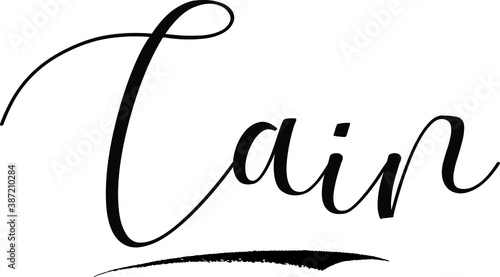 Cain -Male Name Cursive Calligraphy on White Background