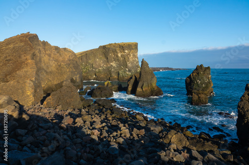 islande, falaise et rochers - Valahnúkamöl région Reykjanes 