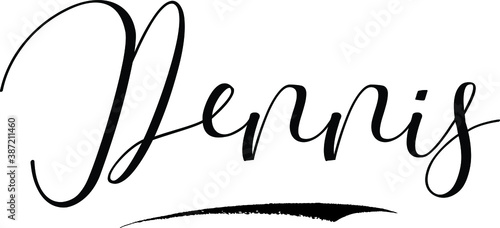 Canvas Print Dennis -Male Name Cursive Calligraphy on White Background