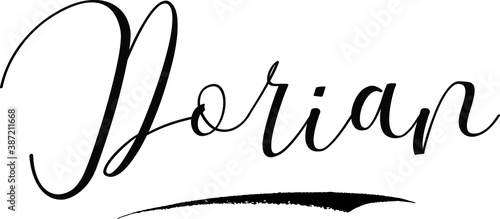 Dorian -Male Name Cursive Calligraphy on White Background