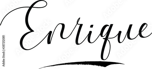 Enrique -Male Name Cursive Calligraphy on White Background