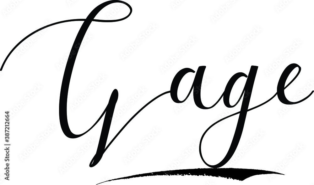 Gage -Male Name Cursive Calligraphy on White Background Gage -Male Name Cursive Calligraphy on White Background