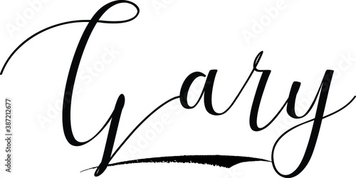 Gary -Male Name Cursive Calligraphy on White Background