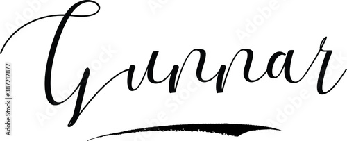 Gunnar -Male Name Cursive Calligraphy on White Background photo
