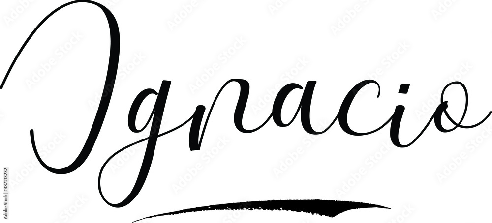 Obraz premium Ignacio -Male Name Cursive Calligraphy on White Background