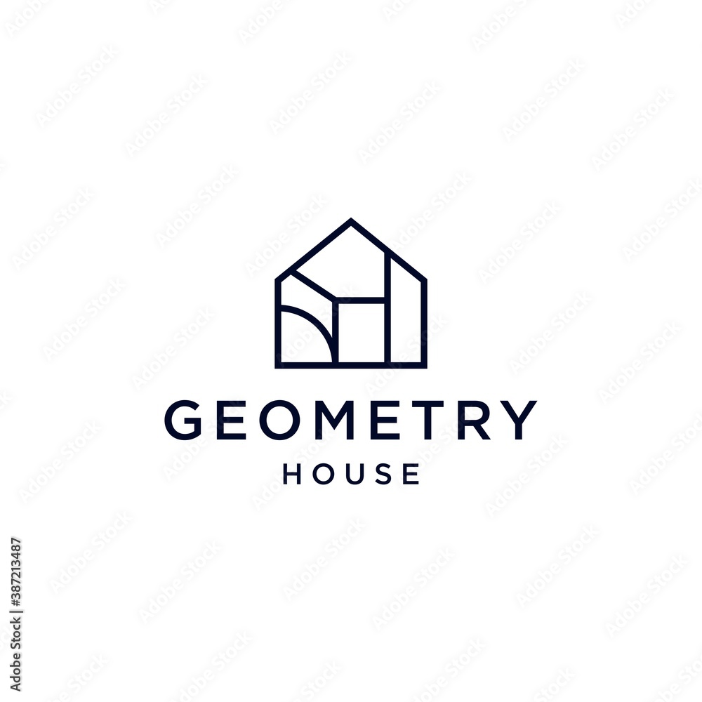 elegant abstract house logo, modern home decore icon with abstract element of geometric shapes elegant abstract house logo, modern home decore icon with abstract element of geometric shapes