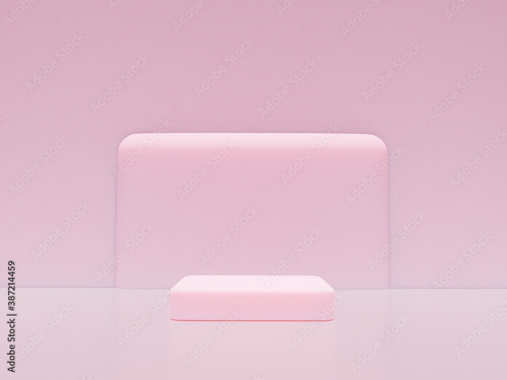 Scene with podium for mock up presentation in pink color and minimalism style with copy space, 3d render abstract background Scene with podium for mock up presentation in pink color and minimalism style with copy space, 3d render abstract background