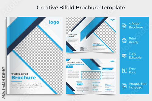 Business bi-fold brochure Template, Corporate & Business Concept Design, Business bi fold brochure design minimal and abstract design, Creative concept bifold brochure with graphic elements, photo