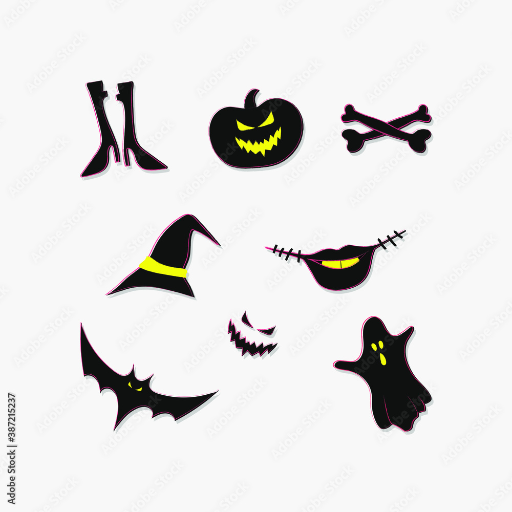 Flat vector illuustration-halloween icons set Flat vector illuustration-halloween icons set