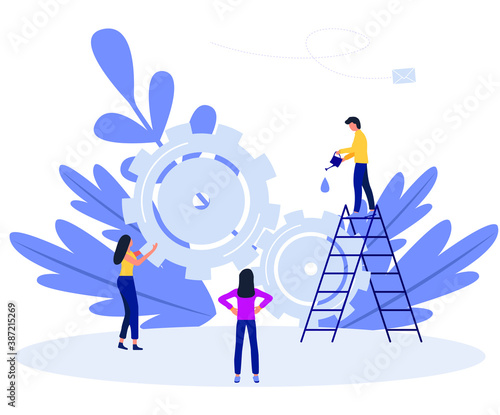 Teamwork. vector .flat illustration. help each other