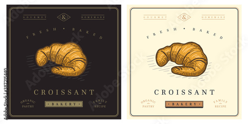 croissant retro vintage logo illustration