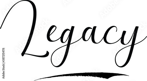 Legacy -Male Name Cursive Calligraphy on White Background