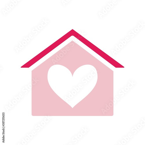Love Home Stay At Home Flat Icon Color Design Vector Template Illustration