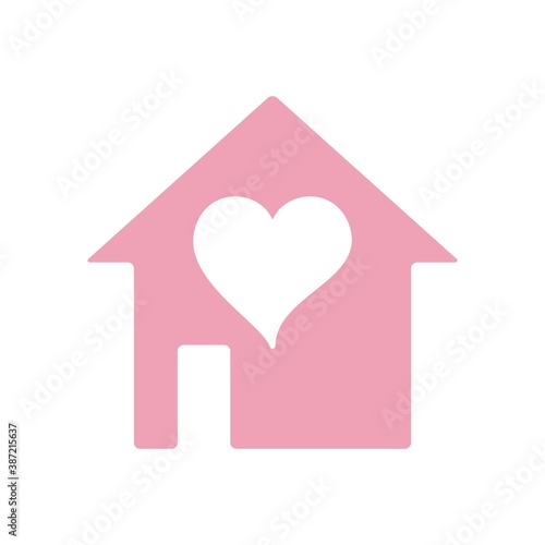 Love Home Stay At Home Flat Icon Color Design Vector Template Illustration