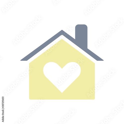 Love Home Stay At Home Flat Icon Color Design Vector Template Illustration