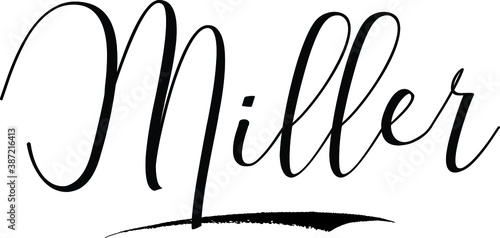 Fotografía Miller -Male Name Cursive Calligraphy on White Background