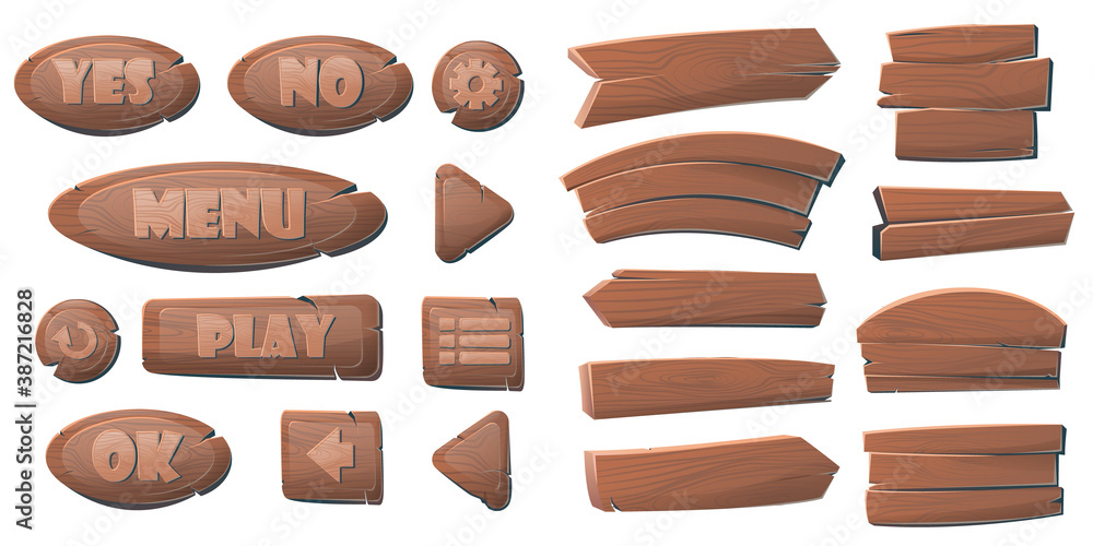 Cartoon collection of wooden signboards Cartoon collection of wooden signboards