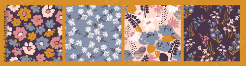Floral seamless patterns. Vector design for paper, cover, fabric, interior decor and other.