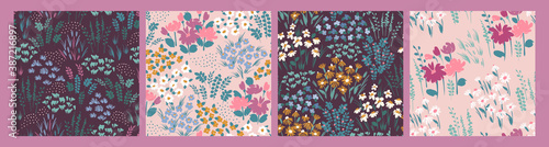 Floral seamless patterns. Vector design for paper, cover, fabric, interior decor and other.