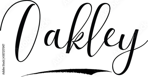 Oakley -Male Name Cursive Calligraphy on White Background photo