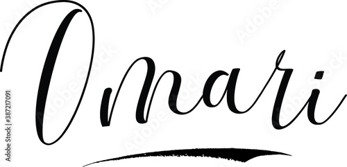 Omari -Male Name Cursive Calligraphy on White Background photo
