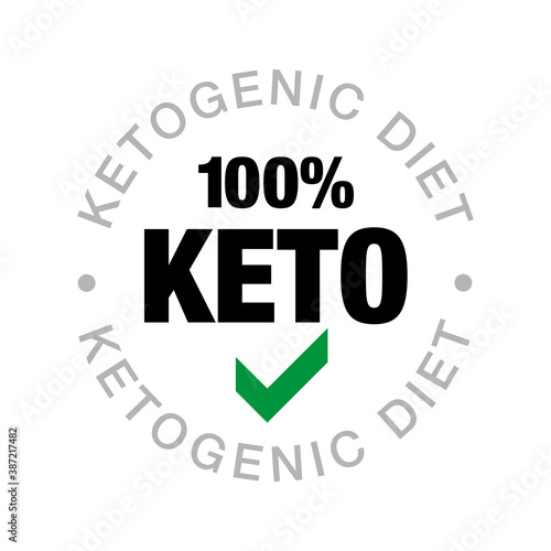 Ketogenic diet sign. Rounded isolated button. Keto certified badge on white background, vector illustration