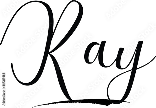 Ray -Male Name Cursive Calligraphy on White Background