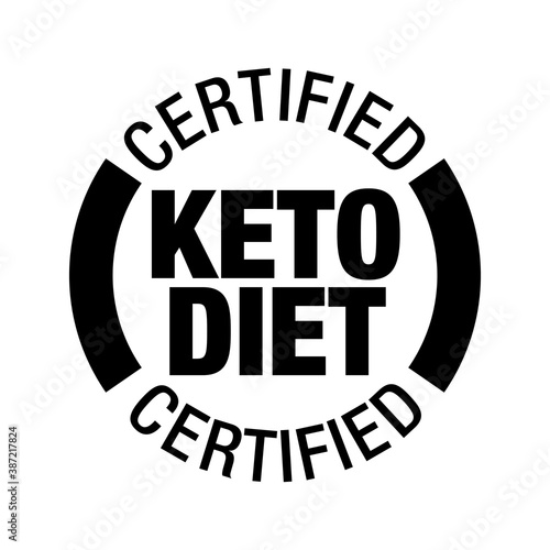 Ketogenic diet sign. Rounded isolated button. Keto certified badge on white background, vector illustration
