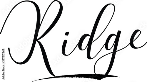  Ridge -Male Name Cursive Calligraphy on White Background