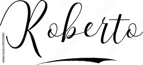 Roberto -Male Name Cursive Calligraphy on White Background photo