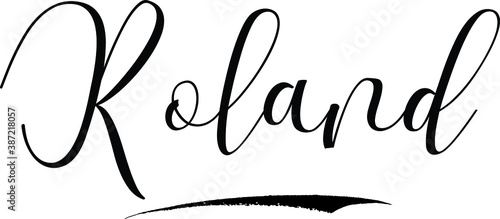 Roland -Male Name Cursive Calligraphy on White Background