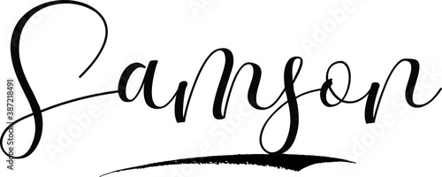 Samson-Male Name Cursive Calligraphy on White Background